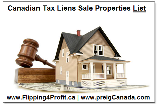 Canadian Tax Liens Sale Properties